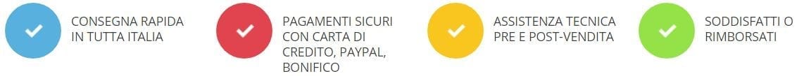 Consegna 24h in tutta Italia, pagamenti sicuri, soddisfatti o rimborsati